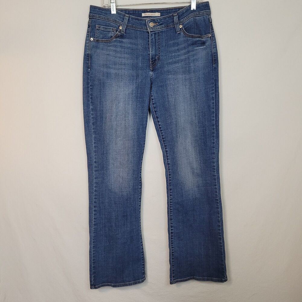 Levis 529 Curvy Bootcut Jeans Womens 12 Blue Mid Rise Med Wash Stretch 32x31.5